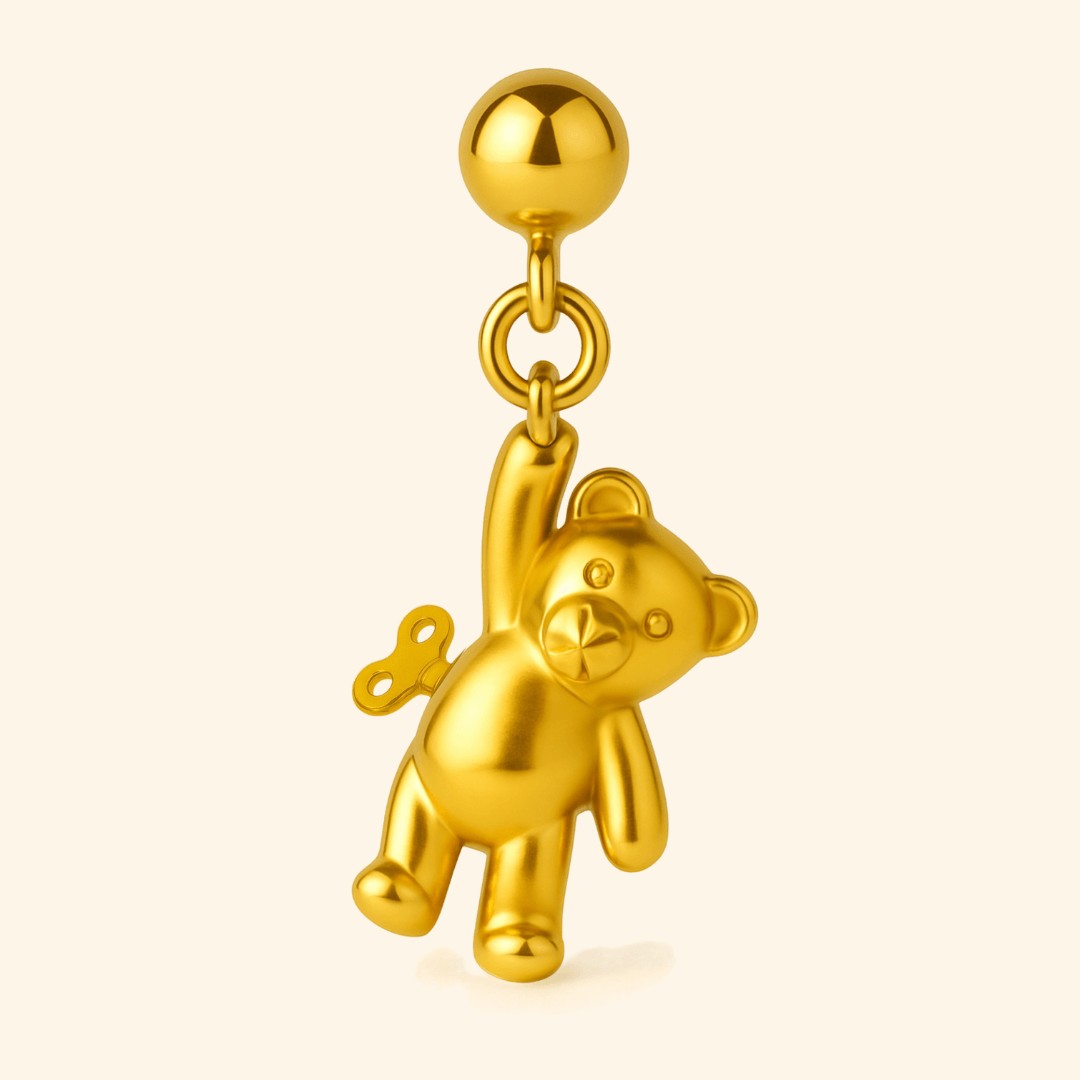 Depesche 11834-048 Charm Teddy – Ciondolo Orsetto Placcato Oro Con Pietre – In Scatola Regalo