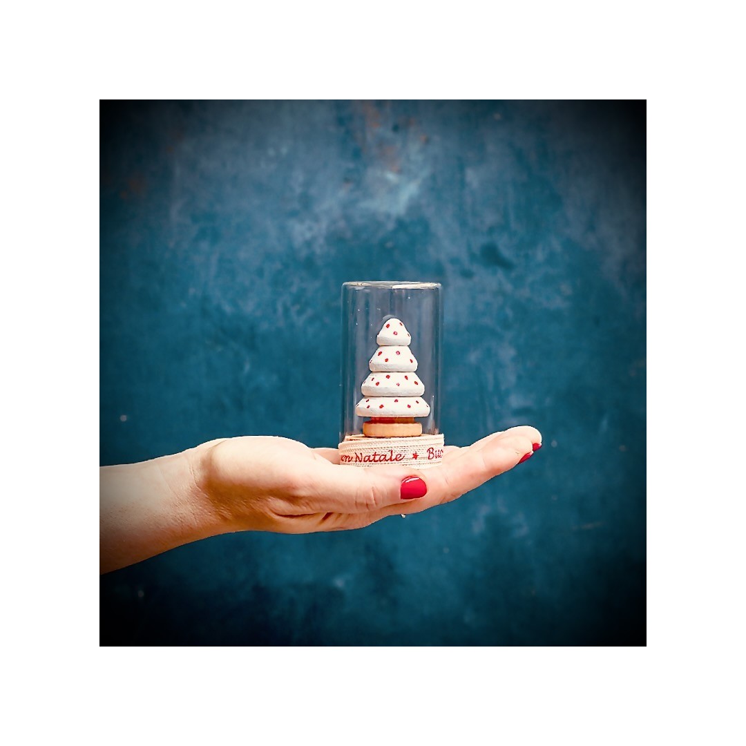 Bom Bom di Natale: Weihnachtsbäumchen aus Holz in Glaskuppel » Clo'eT Design