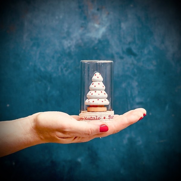 Bom Bom di Natale: Weihnachtsbäumchen aus Holz in Glaskuppel » Clo'eT Design