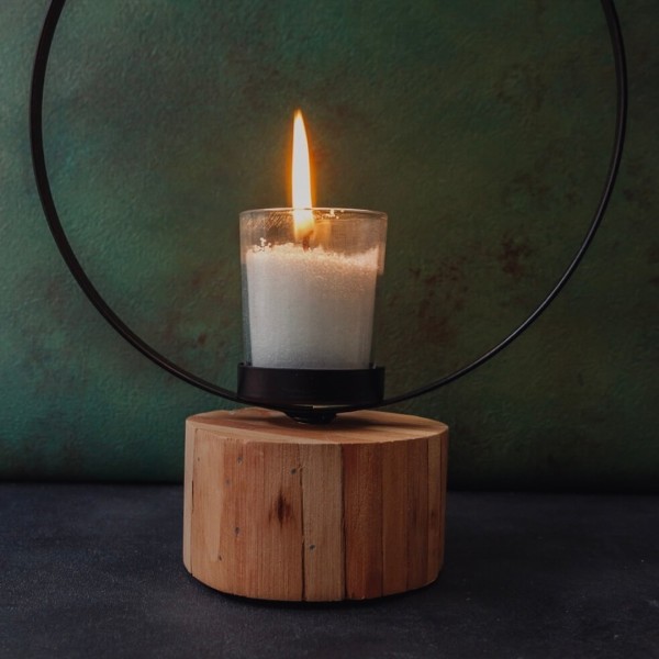 Eclipse - Kerzenhalter Kreis aus Metall und Holz für Weihnachten » Clo'eT Design