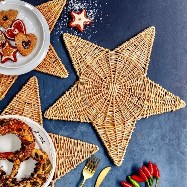 Stern-Platzsets aus Stroh für Weihnachts- und andere Tafeln » Clo'eT Design