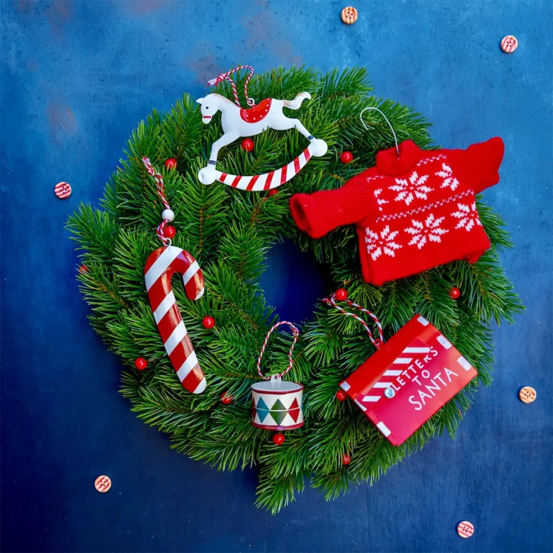 Grande couronne Neige et Sucre - Décoration de Noël 37 cm » Clo'eT Design