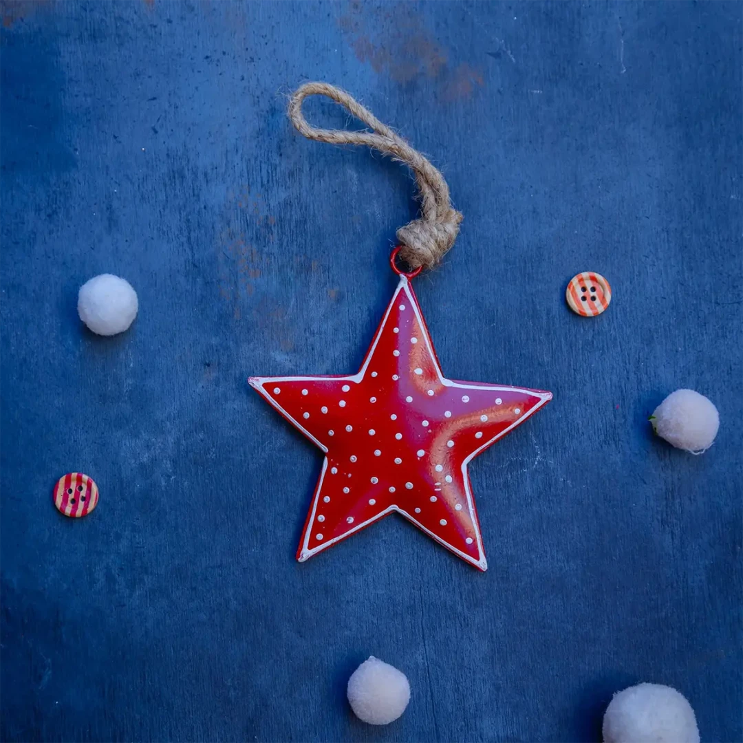 Étoile Rouge en Fer-Blanc - Ornement de Noël peint à la main » Clo'eT Design