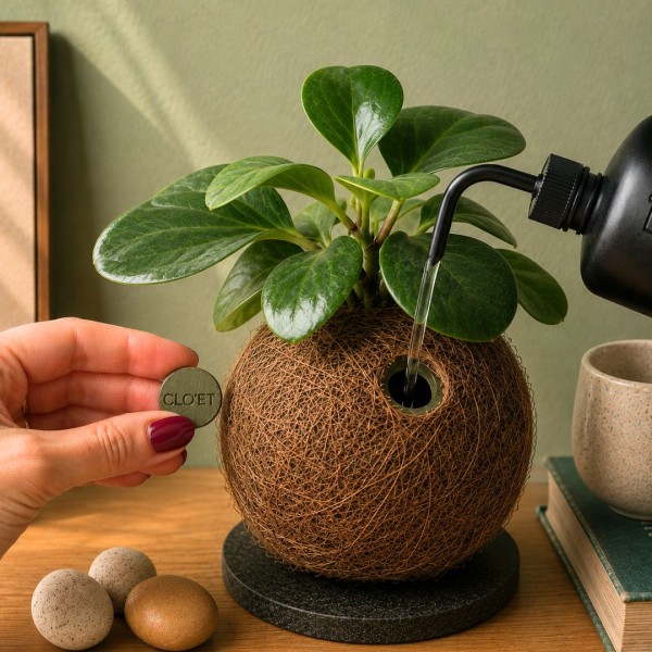 Kokedama PEPERINA + PIKA irrigator with Peperomia » Clo’eT Design