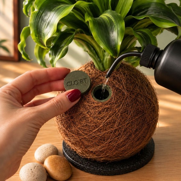 Kokedama CANNELLA + PIKA irrigatore con Dracaena Tornado » Clo’eT Design