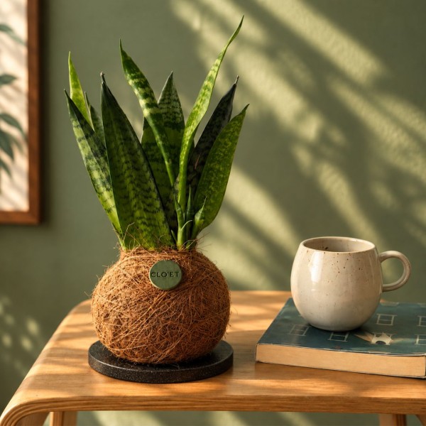 Kokedama ZUCCHERO + PIKA Bewässerungsgerät mit Chamaedorea elegans » Clo’eT Design
