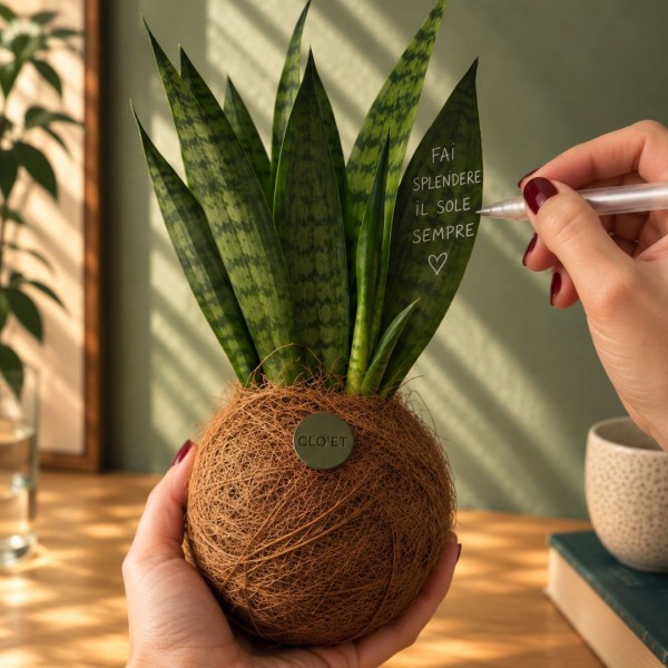 Kokedama ZUCCHERO + PIKA Bewässerungsgerät mit Chamaedorea elegans » Clo’eT Design
